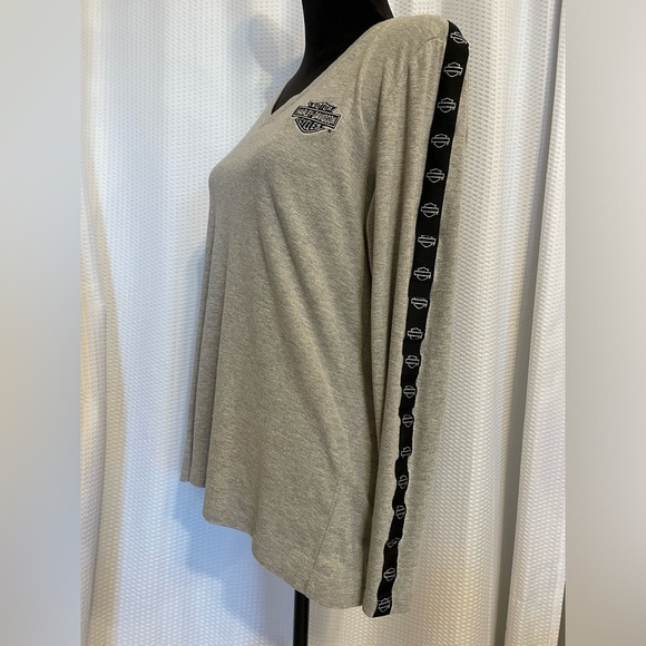 Harley Davidson Gray V-neck Long Sleeve Shirt Size XL - Picture 1 of 8